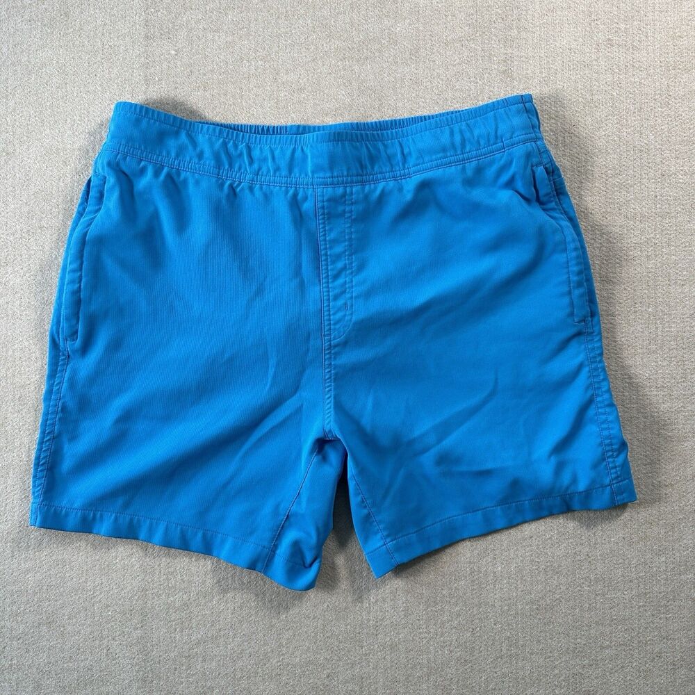 Mack Weldon Bathing Suit Men’s Swim Trunks Size L Blue Lined Zipper Pockets